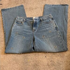 RARE Women's Light Blue Embellished Flare Jean